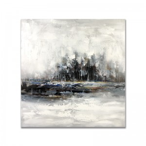 Hot Sale absztrakt grafika vászon Modren fekete-fehér kézzel készített olajfestményeknappali fali dekoráció